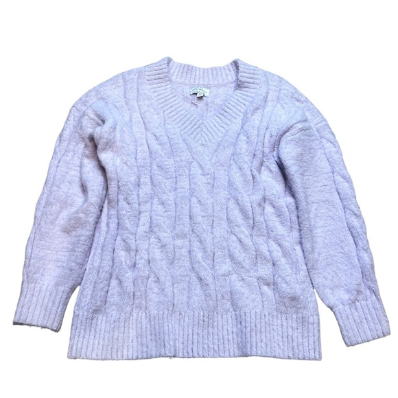 Lucky Brand Womens Purple Lavender Sweater V-Neck Eyelash Small - Picture 1 of 6
